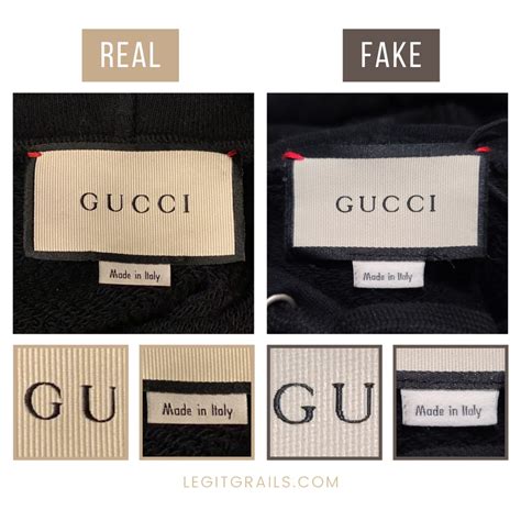 real vs fake gucci hoodie|authentic Gucci clothing tags.